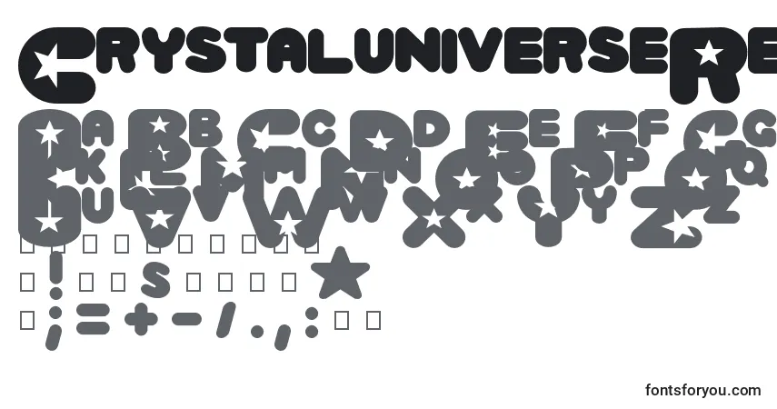 Czcionka CrystaluniverseRegular – alfabet, cyfry, specjalne znaki