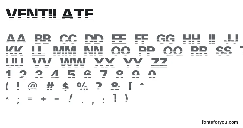 A fonte Ventilate – alfabeto, números, caracteres especiais