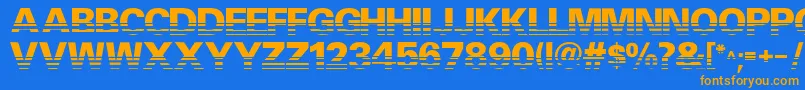 フォントVentilate – オレンジ色の文字が青い背景にあります。