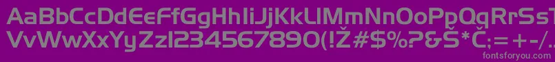Hannover-fontti – harmaat kirjasimet violetilla taustalla