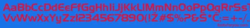 Hannover-fontti – punaiset fontit sinisellä taustalla