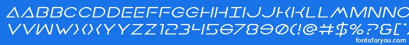 フォントEarthorbiterexpandital – 青い背景に白い文字