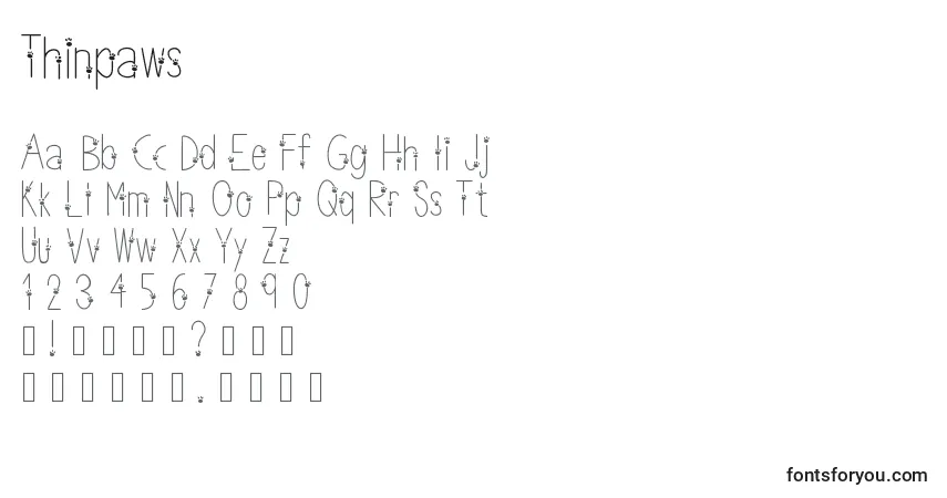 Thinpaws Font – alphabet, numbers, special characters