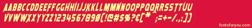 LaserRodItalic Font – Yellow Fonts on Red Background