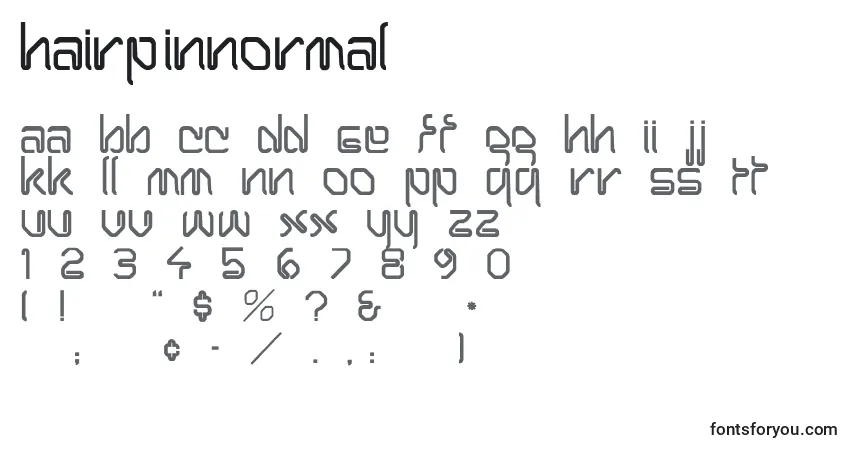 Czcionka HairpinNormal – alfabet, cyfry, specjalne znaki