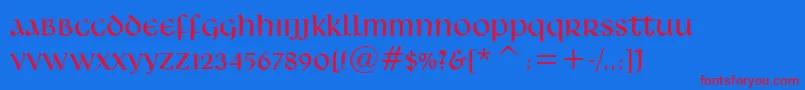 LeoNormal Font – Red Fonts on Blue Background