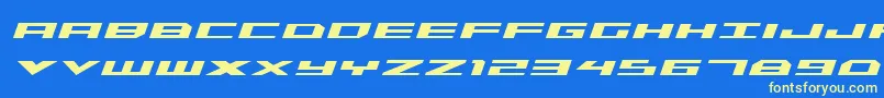 TriremeBoldItalic Font – Yellow Fonts on Blue Background