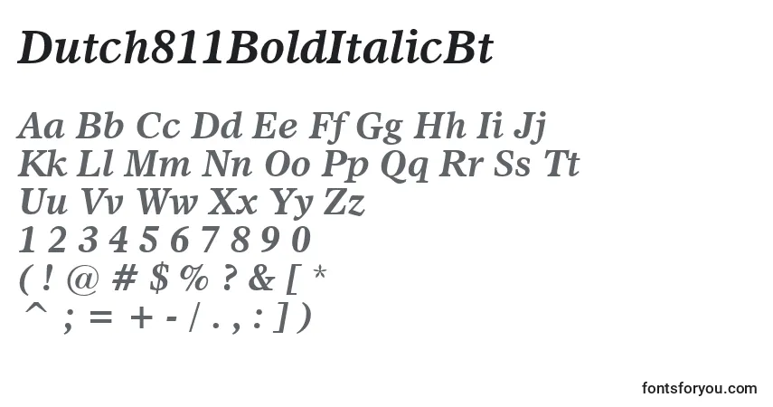 Шрифт Dutch811BoldItalicBt – алфавит, цифры, специальные символы