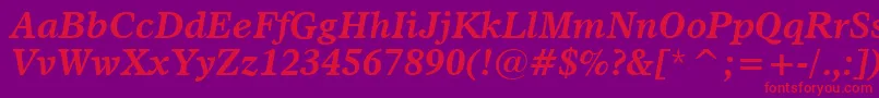 Шрифт Dutch811BoldItalicBt – красные шрифты на фиолетовом фоне