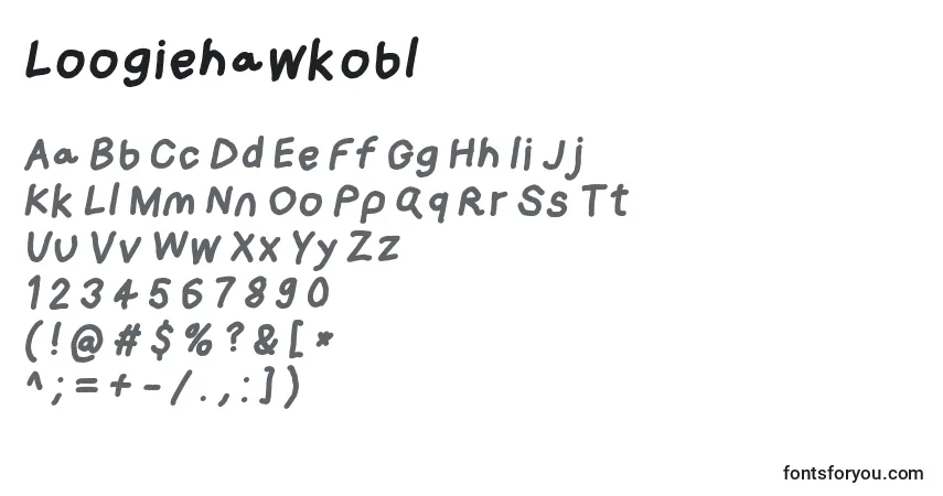 Czcionka Loogiehawkobl – alfabet, cyfry, specjalne znaki