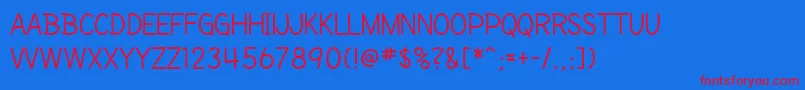 SfCartoonistHandSc Font – Red Fonts on Blue Background