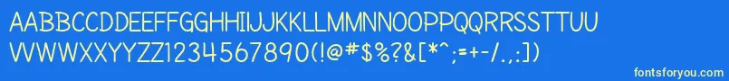 SfCartoonistHandSc Font – Yellow Fonts on Blue Background