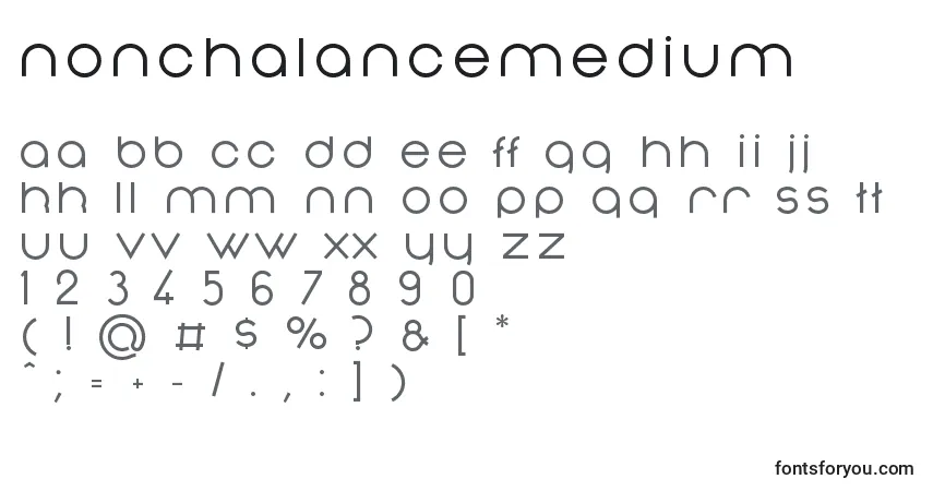 A fonte NonchalanceMedium – alfabeto, números, caracteres especiais