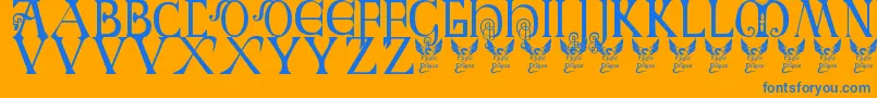 Police Britishblockflourish – polices bleues sur fond orange