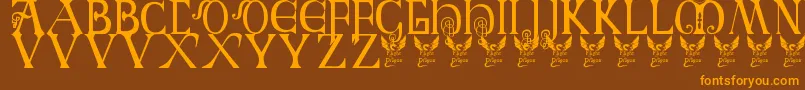 More about Britishblockflourish Font Britishblockflourish Font – Orange Fonts on Brown Background