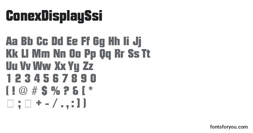 A fonte ConexDisplaySsi – alfabeto, números, caracteres especiais