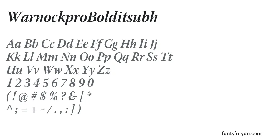 A fonte WarnockproBolditsubh – alfabeto, números, caracteres especiais