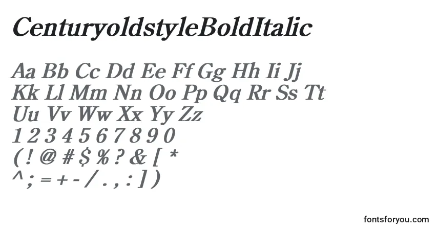 A fonte CenturyoldstyleBoldItalic – alfabeto, números, caracteres especiais