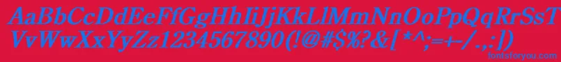 CenturyoldstyleBoldItalic Font – Blue Fonts on Red Background