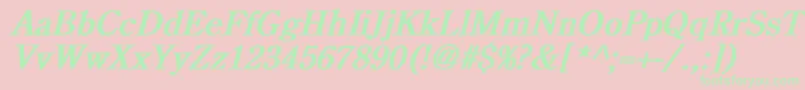 CenturyoldstyleBoldItalic Font – Green Fonts on Pink Background