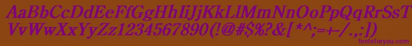 CenturyoldstyleBoldItalic Font – Purple Fonts on Brown Background