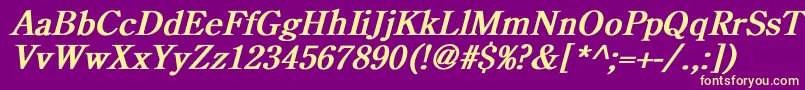 CenturyoldstyleBoldItalic Font – Yellow Fonts on Purple Background