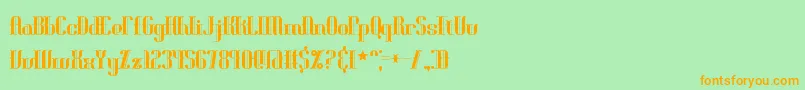 フォントBlackoninautReduxBrk – オレンジの文字が緑の背景にあります。