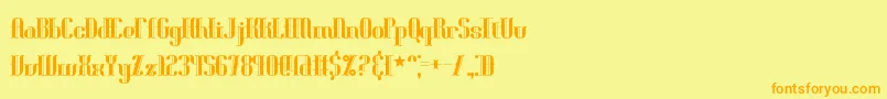 フォントBlackoninautReduxBrk – オレンジの文字が黄色の背景にあります。