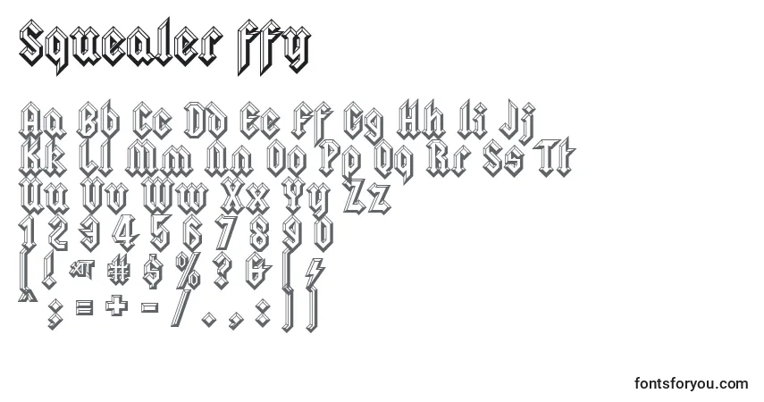 A fonte Squealer ffy – alfabeto, números, caracteres especiais