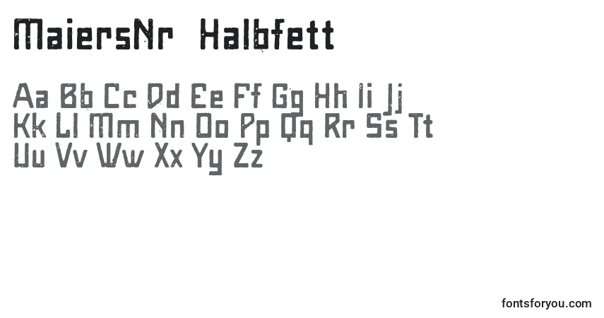 A fonte MaiersNr8Halbfett (68207) – alfabeto, números, caracteres especiais