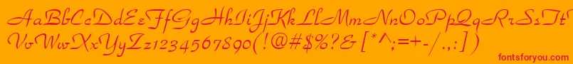 Parka36-Schriftart – Rote Schriften auf orangefarbenem Hintergrund