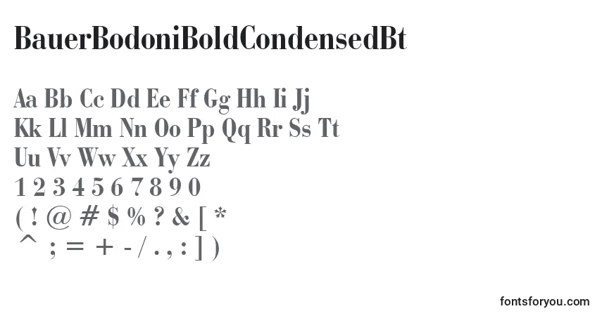 Шрифт BauerBodoniBoldCondensedBt – алфавит, цифры, специальные символы