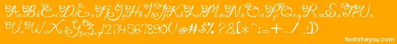 GitaScript-Schriftart – Weiße Schriften auf orangefarbenem Hintergrund