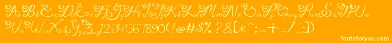 GitaScript-Schriftart – Gelbe Schriften auf orangefarbenem Hintergrund