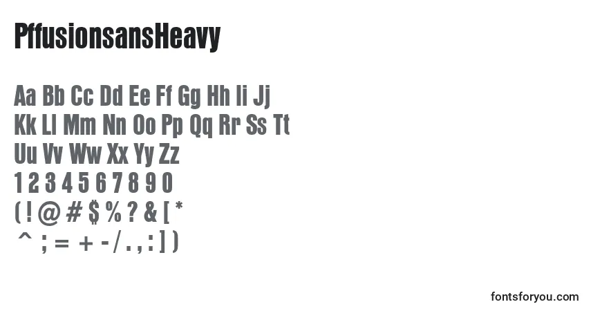 A fonte PffusionsansHeavy – alfabeto, números, caracteres especiais