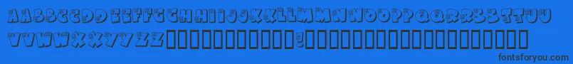 KrBoo-Schriftart – Schwarze Schriften auf blauem Hintergrund