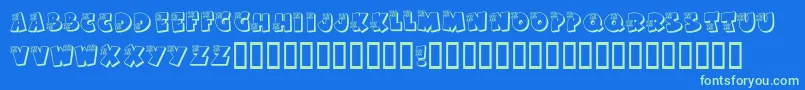 KrBoo Font – Green Fonts on Blue Background