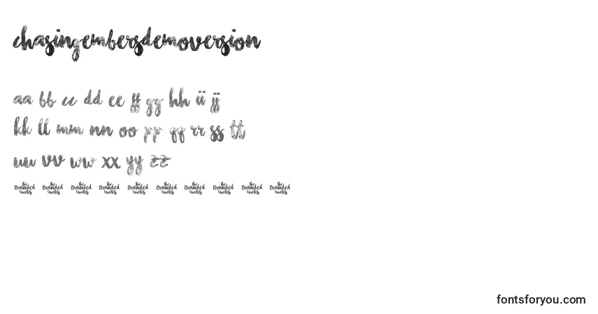 Шрифт ChasingEmbersDemoVersion (68218) – алфавит, цифры, специальные символы
