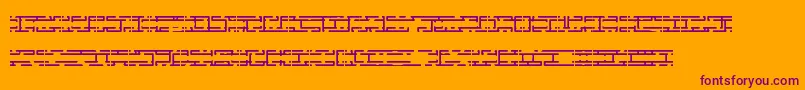 EntangledLayerBBrk-Schriftart – Violette Schriften auf orangefarbenem Hintergrund