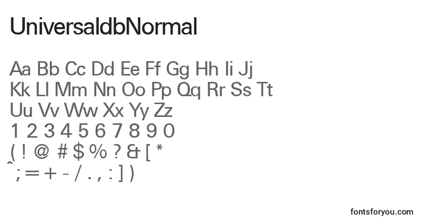 A fonte UniversaldbNormal – alfabeto, números, caracteres especiais