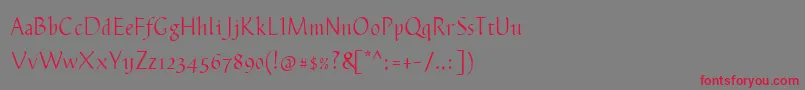 フォントPlumeria – 赤い文字の灰色の背景
