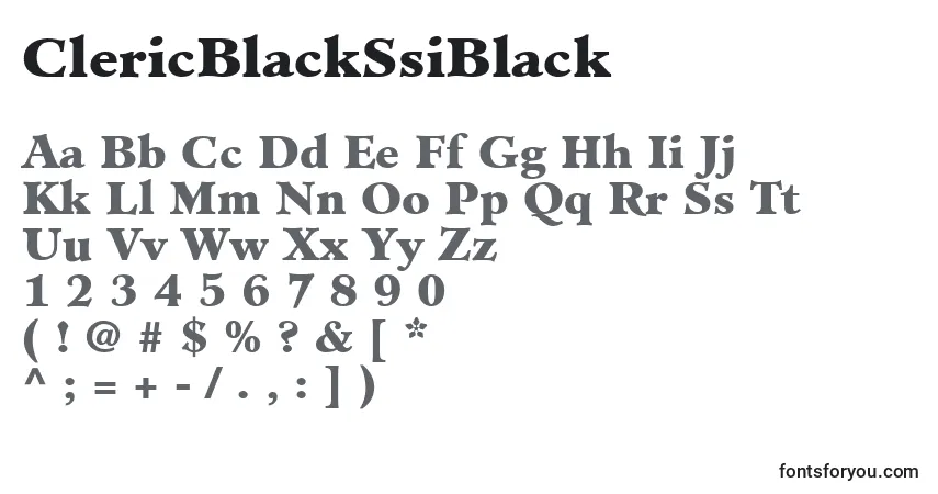 Czcionka ClericBlackSsiBlack – alfabet, cyfry, specjalne znaki