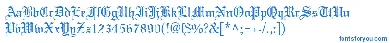 MeriageDb-Schriftart – Blaue Schriften auf weißem Hintergrund