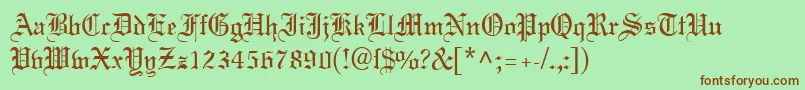 MeriageDb-Schriftart – Braune Schriften auf grünem Hintergrund