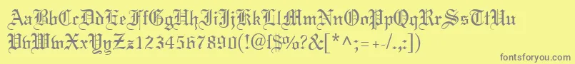 MeriageDb-Schriftart – Graue Schriften auf gelbem Hintergrund
