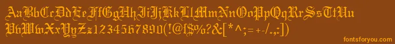 MeriageDb-Schriftart – Orangefarbene Schriften auf braunem Hintergrund