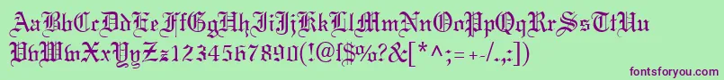 MeriageDb-fontti – violetit fontit vihreällä taustalla