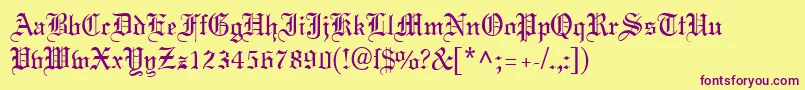 MeriageDb-Schriftart – Violette Schriften auf gelbem Hintergrund
