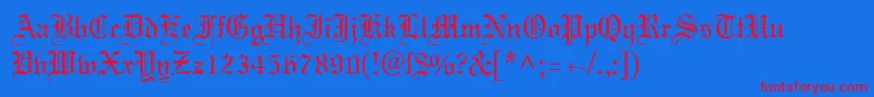 MeriageDb-Schriftart – Rote Schriften auf blauem Hintergrund