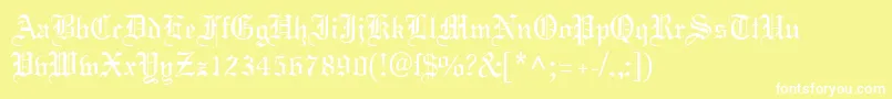 MeriageDb-Schriftart – Weiße Schriften auf gelbem Hintergrund